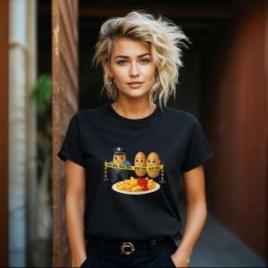 Tricou Cartofi prajiti crima Negru, Copii | Dama | Barbat - Img 13