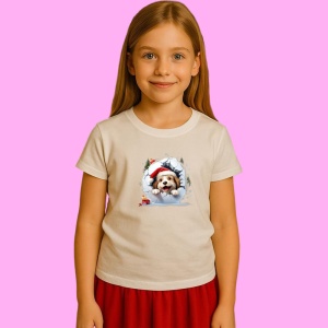 Tricou Catel Cu Bradut Si Decor Craciun, din bumbac 100% Copii | Dama | Barbat
