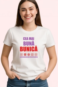 Tricou Cea Mai Buna Bunica V11, din bumbac 100%, tricou alb, Dama | Barbat - Img 2