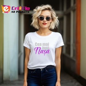 Tricou Cea Mai Buna Nasa Mov, din bumbac 100%, tricou alb, Dama | Barbat - Img 3