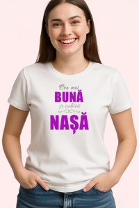 Tricou Cea Mai Iubita Nasa V8 Mov, din bumbac 100% , tricou alb pentru Dama