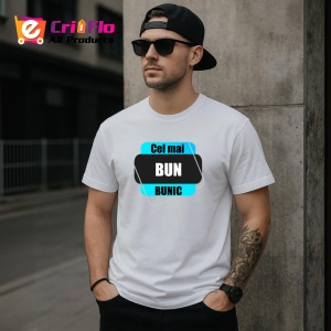 Tricou Cel Mai Bun Bunic Din Lume V2, din bumbac 100%, tricou alb, Dama | Barbat