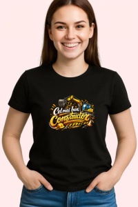 Tricou Cel Mai Bun Constructor Unelte Galben V2, din bumbac 100%, tricou negru Dama | Barbat