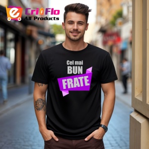 Tricou Cel Mai Bun Frate Banner Mov, din bumbac 100%, tricou negru, Dama | Barbat - Img 3
