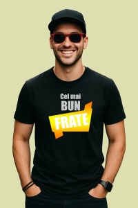 Tricou Cel Mai Bun Frate Banner Portocaliu, din bumbac 100%, tricou negru, Dama | Barbat - Img 2