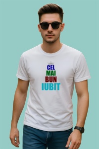 Tricou Cel Mai Bun Iubit Coroana Multicolor, din bumbac 100%, tricou alb, Dama | Barbat - Img 2
