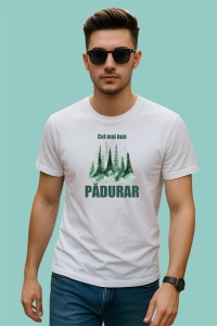 Tricou Cel Mai Bun Padurar Natura, din bumbac 100%, tricou alb, Dama | Barbat
