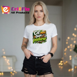 Tricou Cel Mai Bun Padurar Topor Lemn V2, din bumbac 100% , tricou alb pentru Dama | Barbat