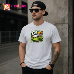 Tricou Cel Mai Bun Padurar Topor Lemn V2, din bumbac 100% , tricou alb pentru Dama | Barbat - Img 6