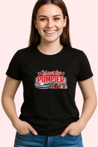 Tricou Cel Mai Bun Pompier Masina Interventie V1, din bumbac 100%, tricou negru Dama | Barbat - Img 2