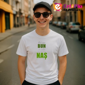 Tricou Cel Mai Bun Si Iubit Nas V8 Verde, din bumbac 100% , tricou alb pentru Barbat