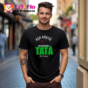 Tricou Cel Mai Bun Tata, din bumbac 100%, tricou negru, Dama | Barbat