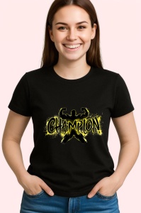 Tricou Champion Silueta Galben Negru, Copii | Dama | Barbat, culoare negru - Img 4