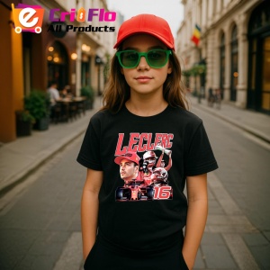 Tricou Charles Leclerc Masina Si Trofeu Echipa Ferrari Formula 1, Copii | Dama | Barbat - Img 5