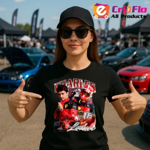 Tricou Charles Leclerc Portret Formula 1 Costum Ferrari, Copii | Dama | Barbat - Img 6