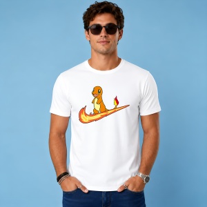 Tricou Charmander Fire Wave Logo Portocaliu Urban Pokemon Design, din bumbac 100% Copii | Dama | Barbat - Img 3