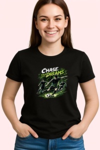 Tricou Chase Your Dreams Fotbalist Sub Lumina Lunii, din bumbac 100%, tricou negru Copii | Dama | Barbat - Img 3