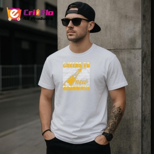 Tricou Cheers To New Beginnings Sticla Sampanie, din bumbac 100% , tricou alb pentru Dama | Barbat - Img 6
