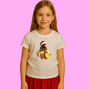 Tricou Chimpanzini Bananini Imbodobit Cu Decoratiuni De Craciun, din bumbac 100%, tricou alb, Copii | Dama | Barbat - Img 2