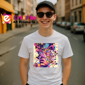 Tricou Chip psihedelic colorat cu flori si cercuri Copii | Dama | Barbat - Img 6