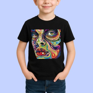 Tricou Chip uman cu contururi colorate abstracte Copii | Dama | Barbat, culoare negru - Img 4