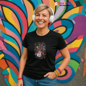 Tricou Chitara Colorata Arta Curcubeu, Copii | Dama | Barbat, culoare negru - Img 12
