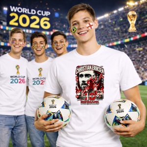 Tricou Christian Eriksen Denmark World Cup Fifa 2026, din bumbac 100%, tricou alb, Copii | Dama | Barbat - Img 7