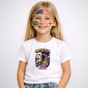 Tricou Christian Pulisic United States World Cup Fifa 2026, din bumbac 100%, tricou alb, Copii | Dama | Barbat