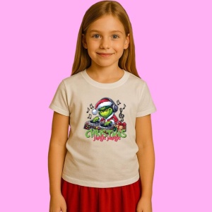 Tricou Christmas Jingle Jangle Grinch Christmas Dj, din bumbac 100%, tricou alb, Copii | Dama | Barbat - Img 2