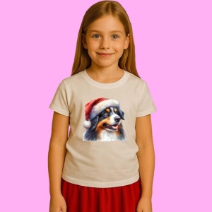 Tricou Ciobanesc Australian Craciun Zambitor, din bumbac 100%, tricou alb, Copii | Dama | Barbat - Img 2