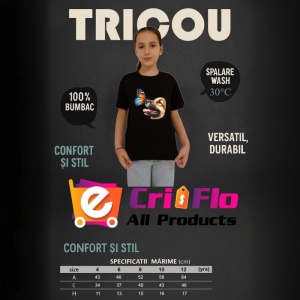 Tricou Ciobanesc German tanar cu fluture portocaliu si privire jucausa Copii | Dama | Barbat, negru - Img 10