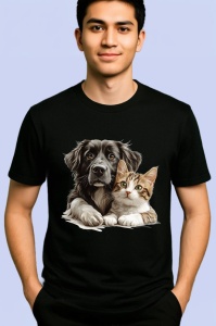 Tricou Ciobanesc Romanesc si pisica roscata legatura calda Copii | Dama | Barbat, negru - Img 2
