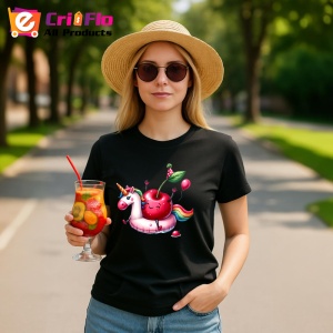 Tricou Cireasa de vara amuzanta pe poney, Fructe, Copii | Dama, culoare negru - Img 9