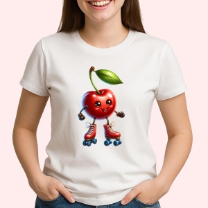 Tricou Cireasa de vara amuzanta pe role, Fructe, Copii | Dama - Img 2