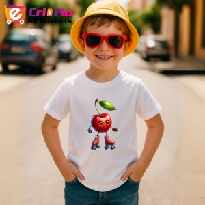 Tricou Cireasa de vara amuzanta pe role, Fructe, Copii | Dama - Img 3
