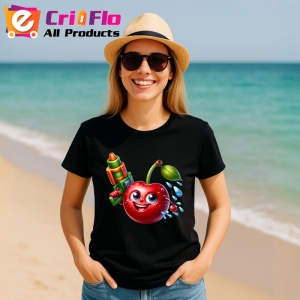 Tricou Cireasa de vara amuzanta pistol cu apa, Fructe, Copii | Dama, culoare negru - Img 11