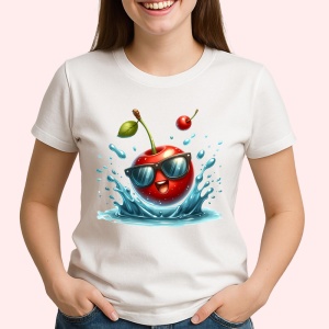 Tricou Cireasa de vara amuzanta sarind in apa, Fructe, Copii | Dama - Img 2