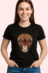Tricou Cobra Ser Rosu Cu Colti, Copii | Dama | Barbat, culoare negru - Img 3