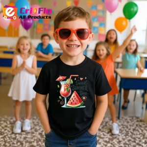 Tricou Cocktail cu pepene rosu text sweet summer time design estival Copii | Dama | Barbat, negru - Img 9