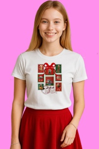 Tricou Colaj De Imagini Cu Tralalero Tralal Diferite Personaje Craciun 3, din bumbac 100%, tricou alb, Copii | Dama | Barbat - Img 3