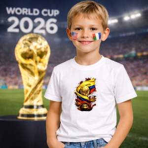Tricou Colombia World Cup Fifa 2026, din bumbac 100%, tricou alb, Copii | Dama | Barbat - Img 5