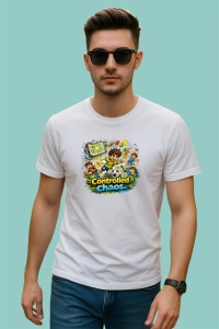 Tricou Controlled Chaos Copil Fotbalist Colorat, din bumbac 100% , tricou alb pentru Copii | Dama | Barbat - Img 3