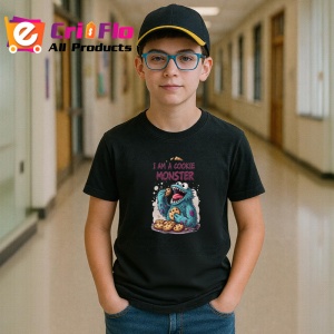 Tricou Cookie Monster Mancator Biscuiti, Copii | Dama | Barbat, culoare negru - Img 10