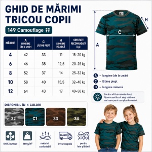Tricou copii camuflaj Malfini 149 – 100% bumbac, unisex, fete și băieți - Img 4