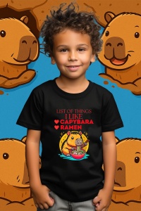 Tricou copii Capybara - Lista lucrurilor care imi place : ramen si capybara hawaii - Img 3