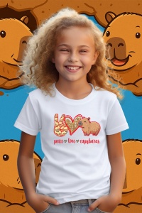 Tricou copii Capybara - Peace, love capybara