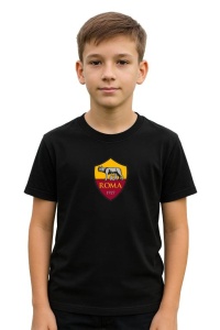 Tricou copii cu logo stema AS Roma Italia, din bumbac 100% - Img 2