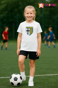 Tricou copii cu logo stema FC Parma Italia, din bumbac 100%