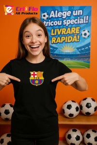 Tricou copii cu logo stema FCB Spania, din bumbac 100% - Img 6