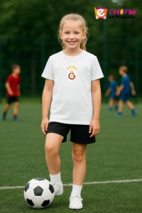 Tricou copii cu logo stema Galatasaray SK Turcia, din bumbac 100%